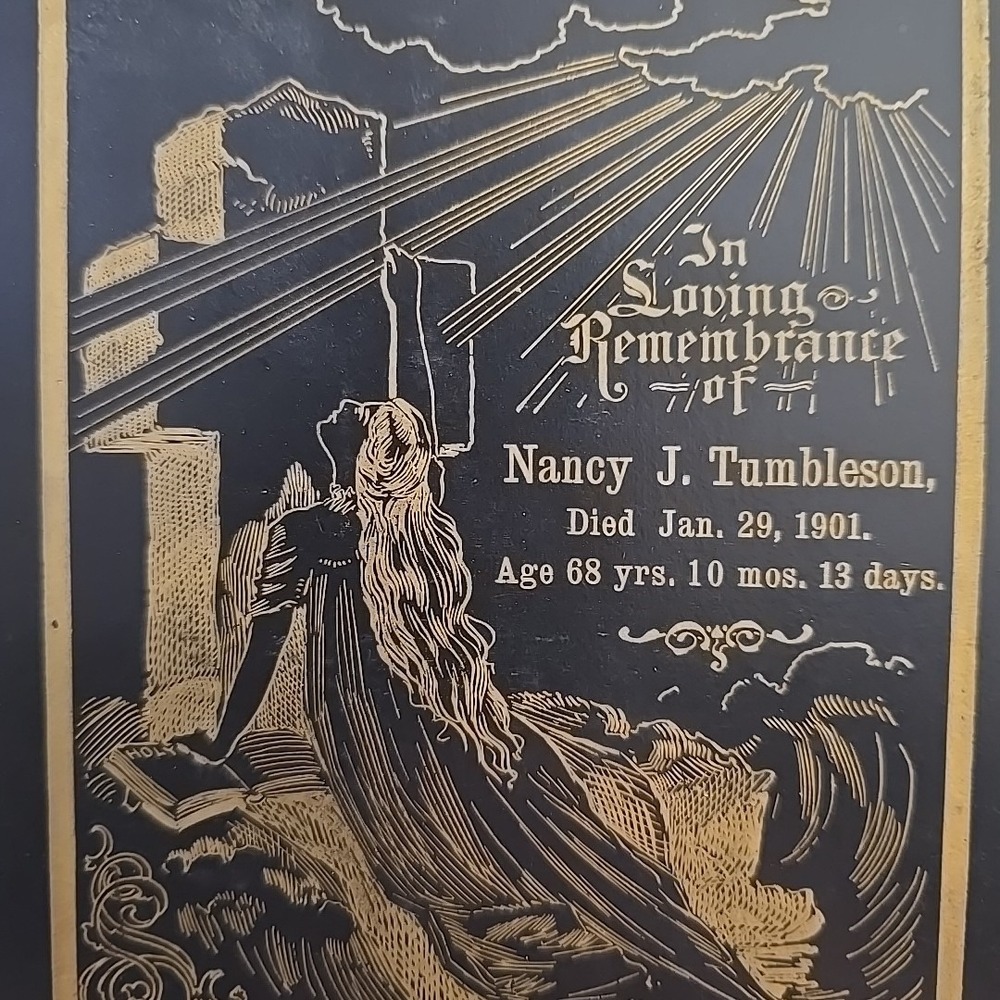 In Loving Remembrance Memorial Cabinet Card Nancy J Tumbleson ID'd Died 1901